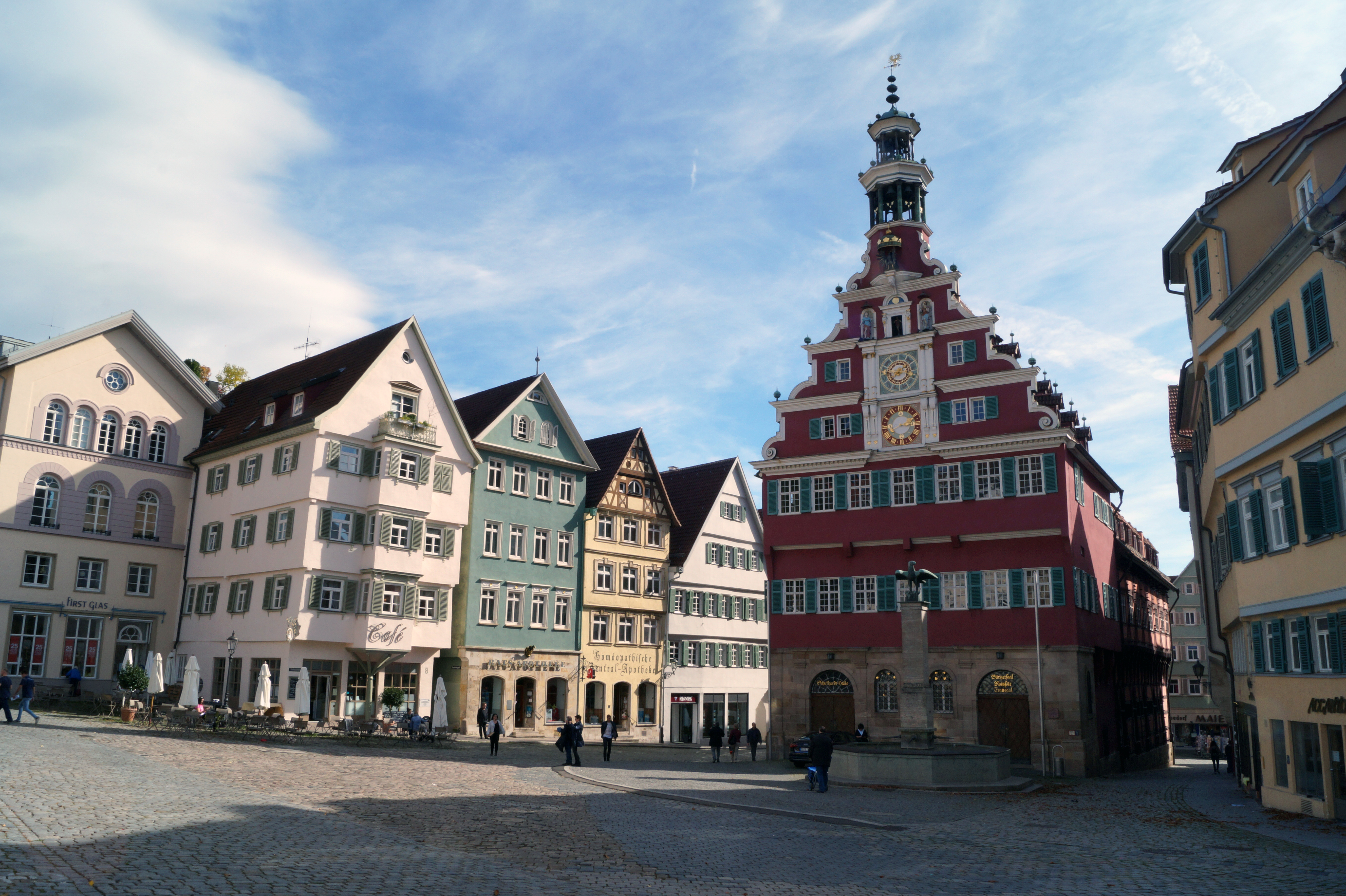 Historic downtown with the old town hall on the right. Morgenstadt Smart City